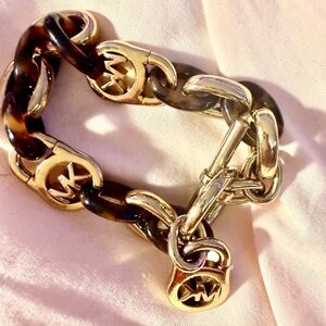 Michael Kors Gold and Tortoise Link Chain Bracelet
